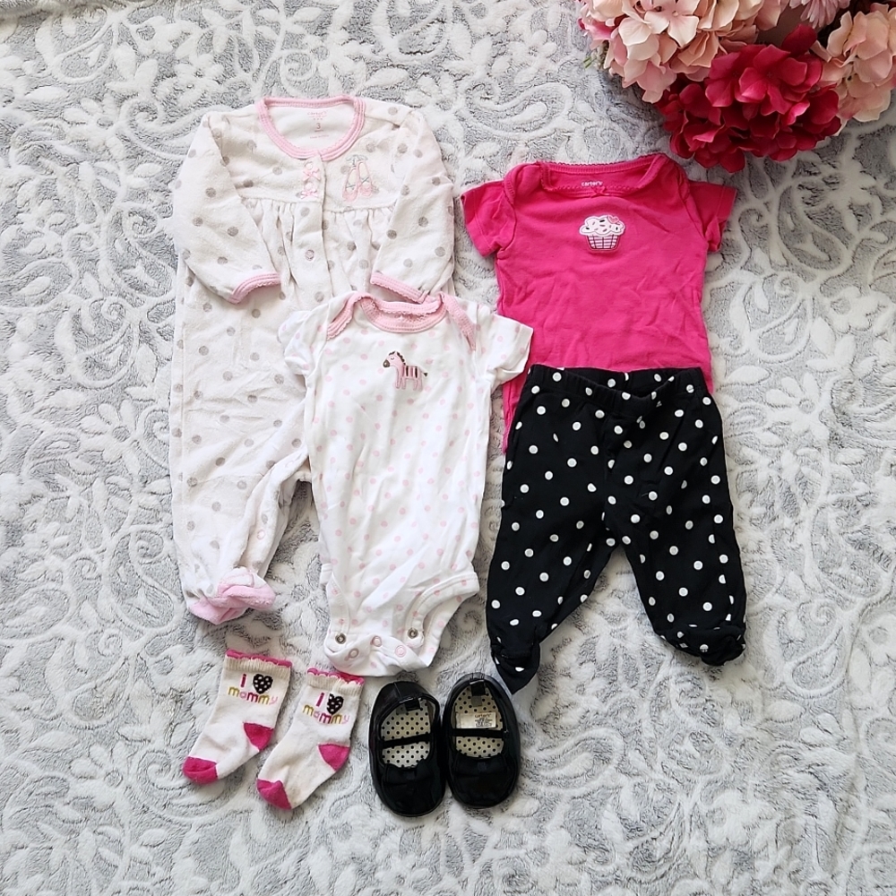 Carter's 3 month baby girl polka dot set